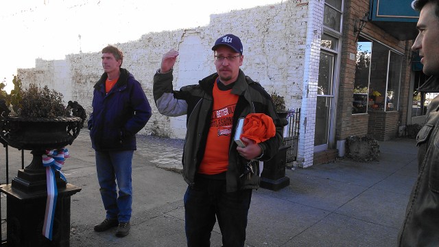 Isaac Kremer gives Mike Lyons and I a tour of downtown.