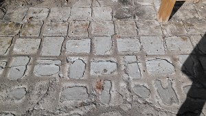 Isaac called these floor tiles from a long-demolished building "Kentucky Urbanism," but then we all had a long talk about what a cool art project you might do on them.