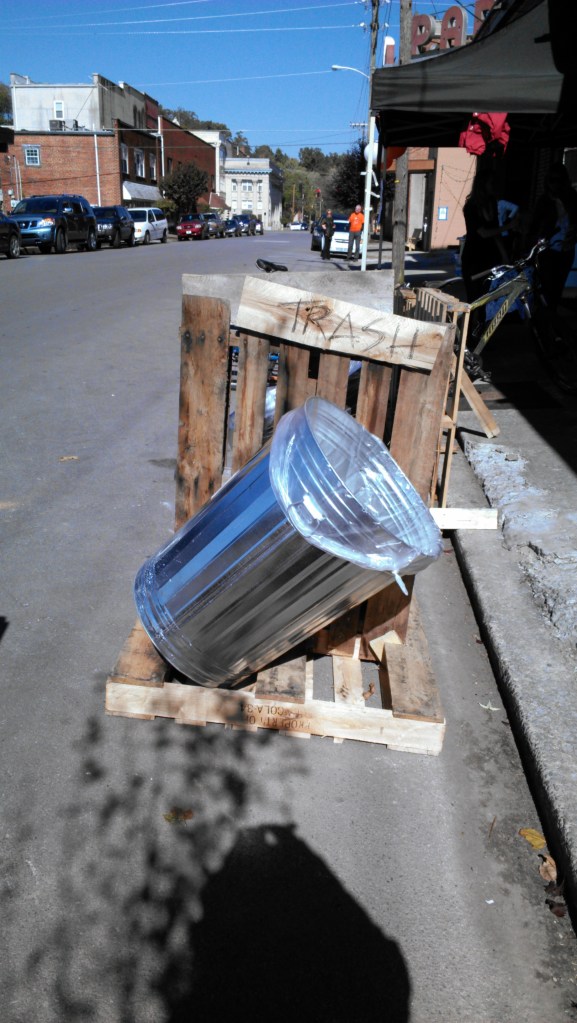 And the finished product. Trash on one side, recyclables on the other.